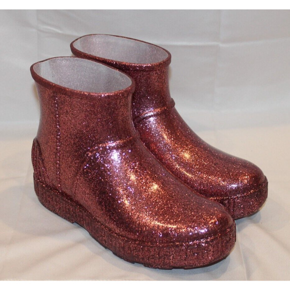 UGG WOMEN'S DRIZLITA WATERPROOF RAIN BOOTS PINK GLITTER‎ YOUTH 5 6 WOMEN'S 7 8 - Picture 2 of 6